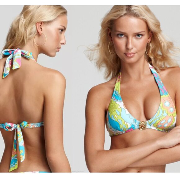 Trina Turk Tangiers Buckle Halter Swim Top size 8 - Picture 11 of 11